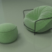 modèle 3D Fauteuil Uni avec pouf (vert clair) - preview