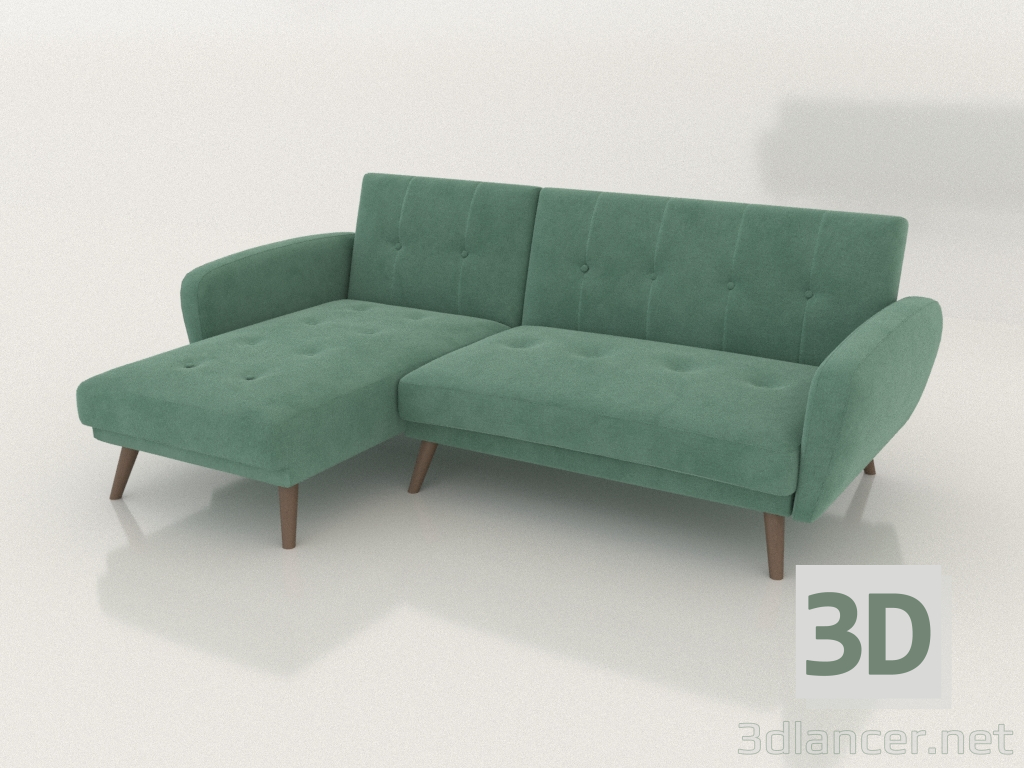 3d model Rinconera sofá cama Christy (izquierda, turquesa) - vista previa