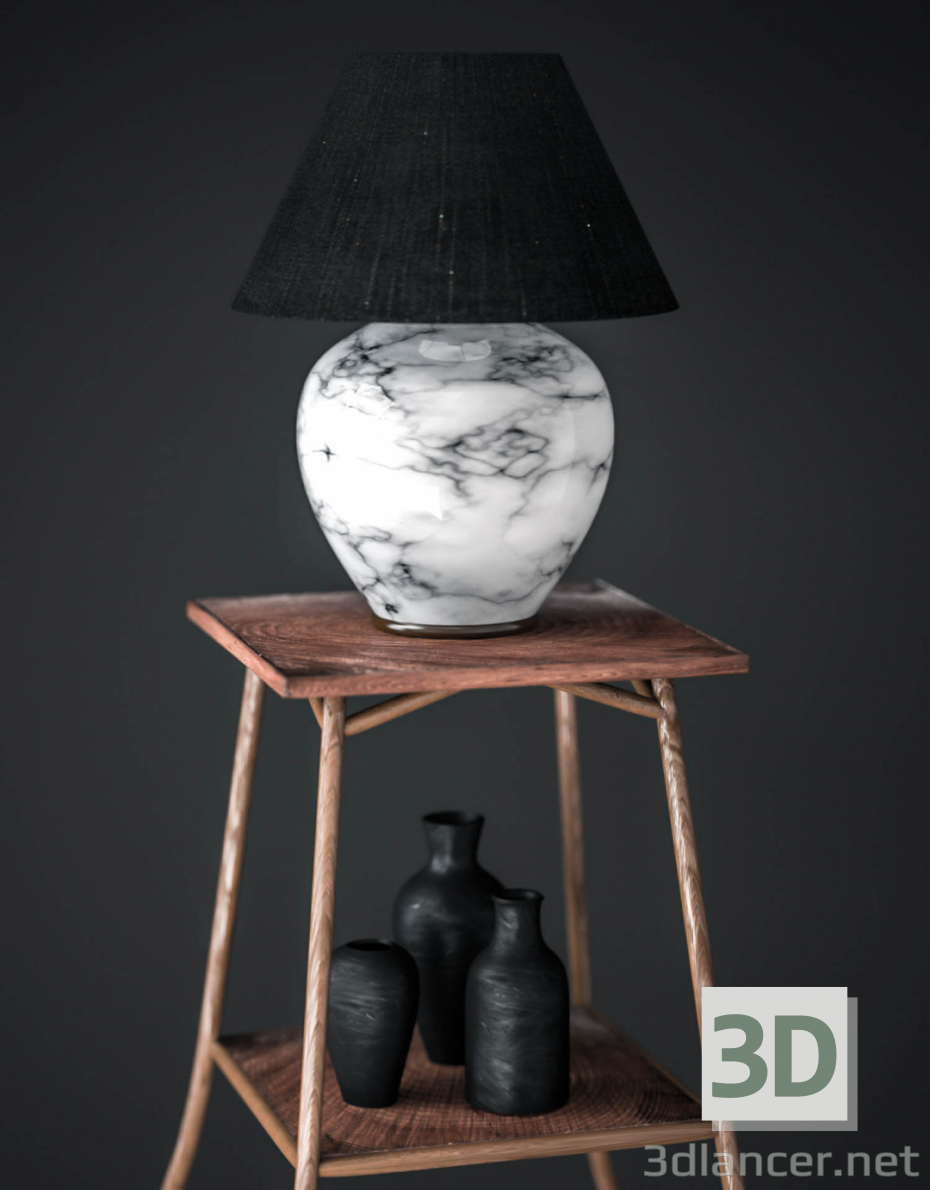 3d модель Настільна лампа на столику – превью