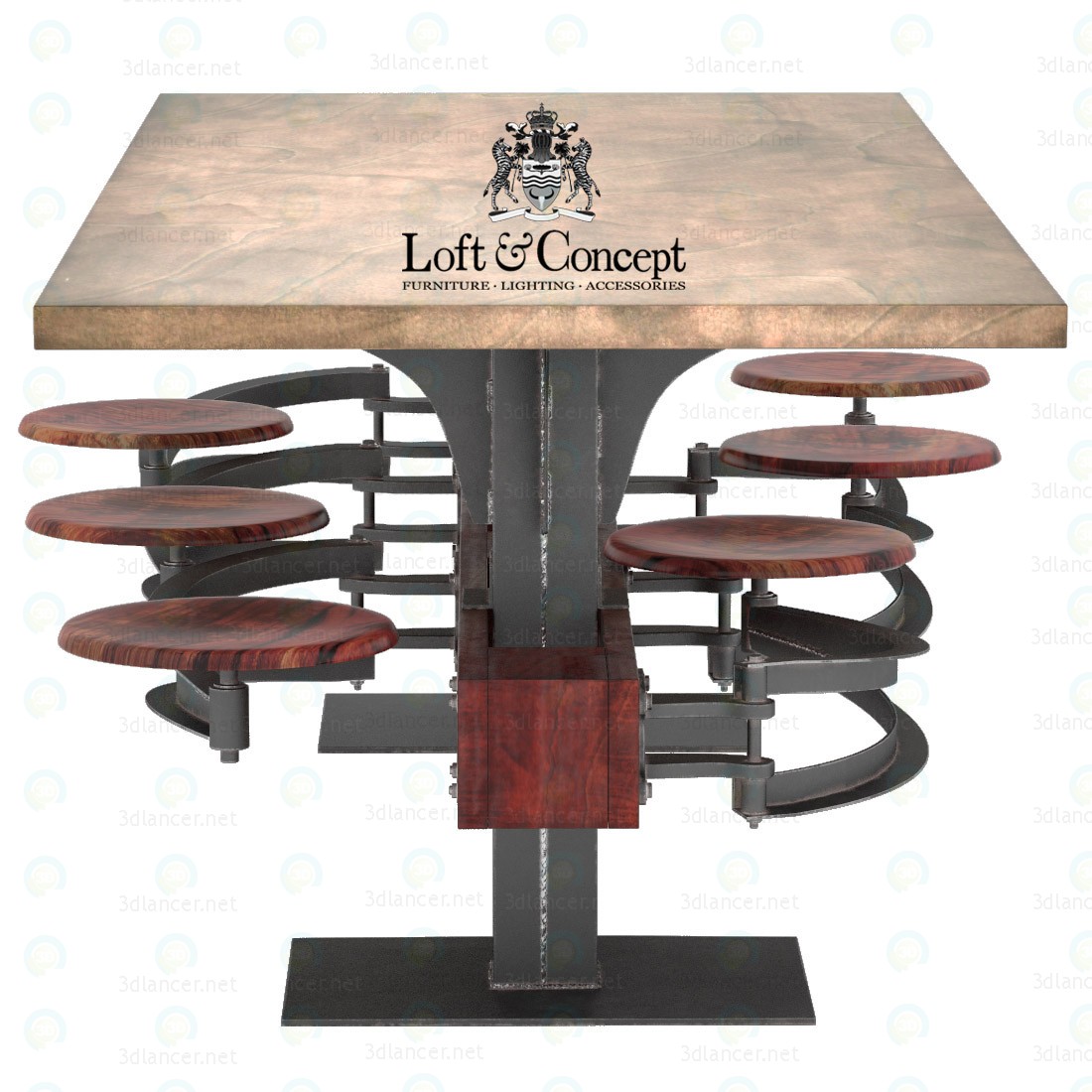 3d ОБІДНІЙ СТІЛ PERRIN COMMUNAL TABLE LOFT модель купити - зображення 3d ОБІДНІЙ СТІЛ PERRIN COMMUNAL TABLE LOFT модель купити - зображення