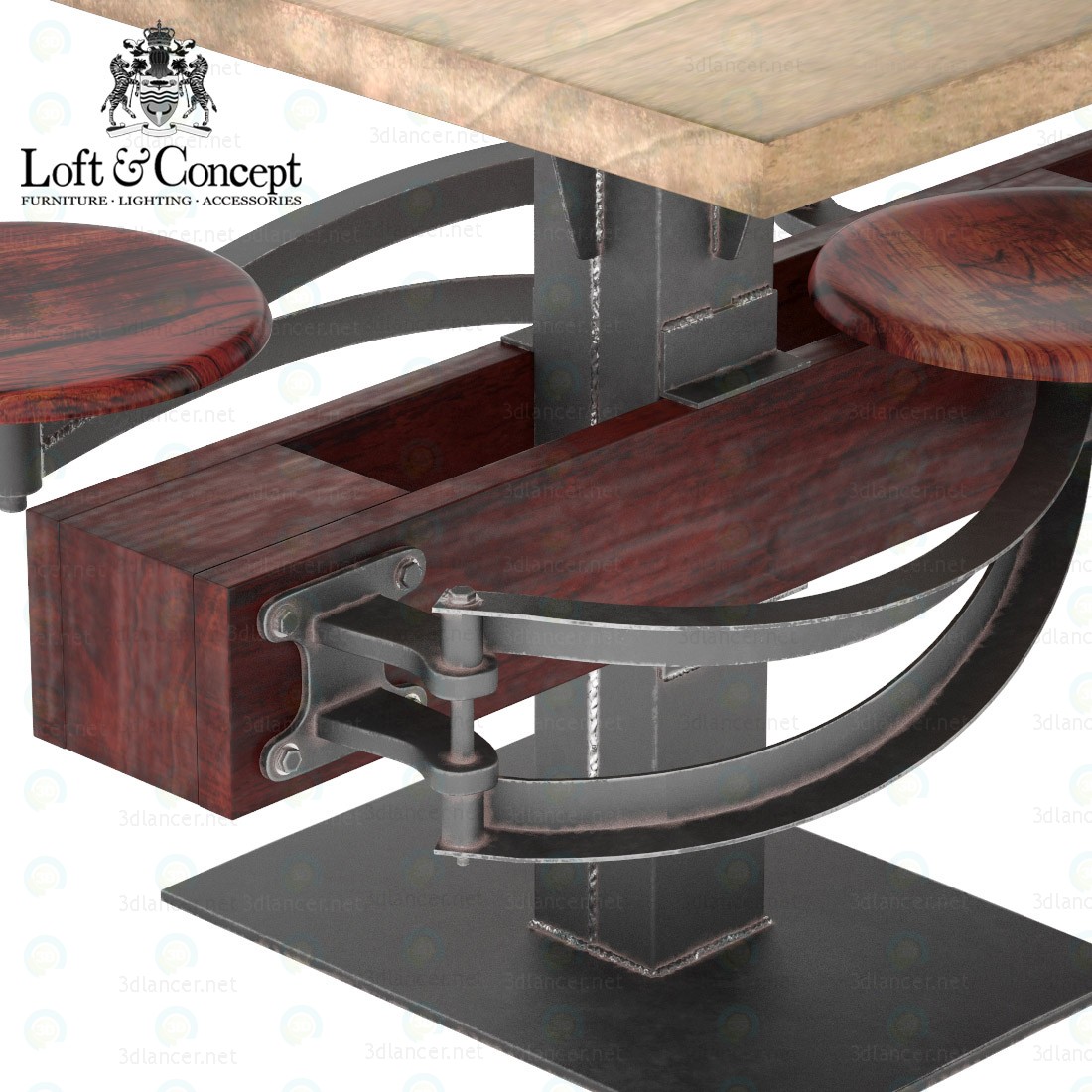 3d ОБІДНІЙ СТІЛ PERRIN COMMUNAL TABLE LOFT модель купити - зображення 3d ОБІДНІЙ СТІЛ PERRIN COMMUNAL TABLE LOFT модель купити - зображення