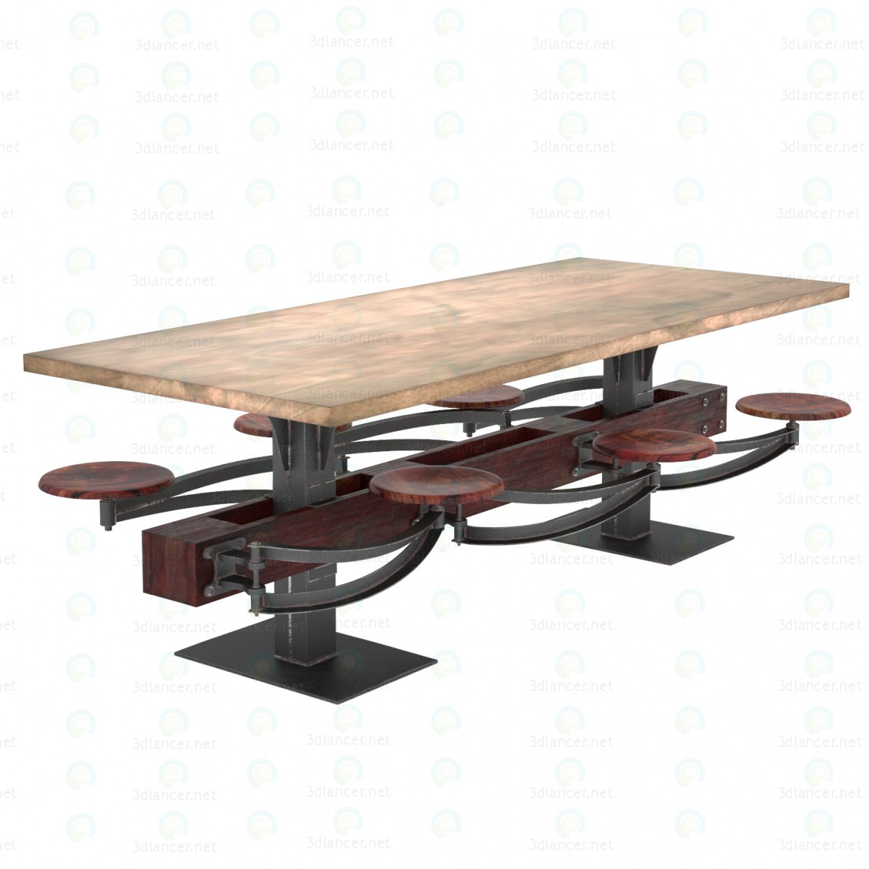3d ОБІДНІЙ СТІЛ PERRIN COMMUNAL TABLE LOFT модель купити - зображення 3d ОБІДНІЙ СТІЛ PERRIN COMMUNAL TABLE LOFT модель купити - зображення