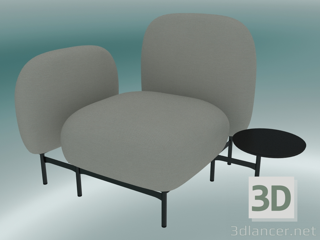 3d model Isole modular seat system (NN1, seat with a round table on the left, armrest on the right) - preview