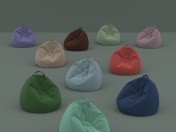 Ensemble de dix chaises flock dans des sacs de différentes couleurs