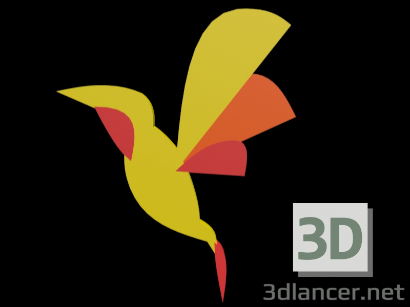 modèle 3D Colibri poligonal - preview