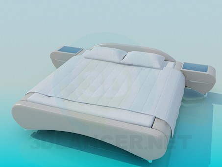 3d model Bed with side tables - preview