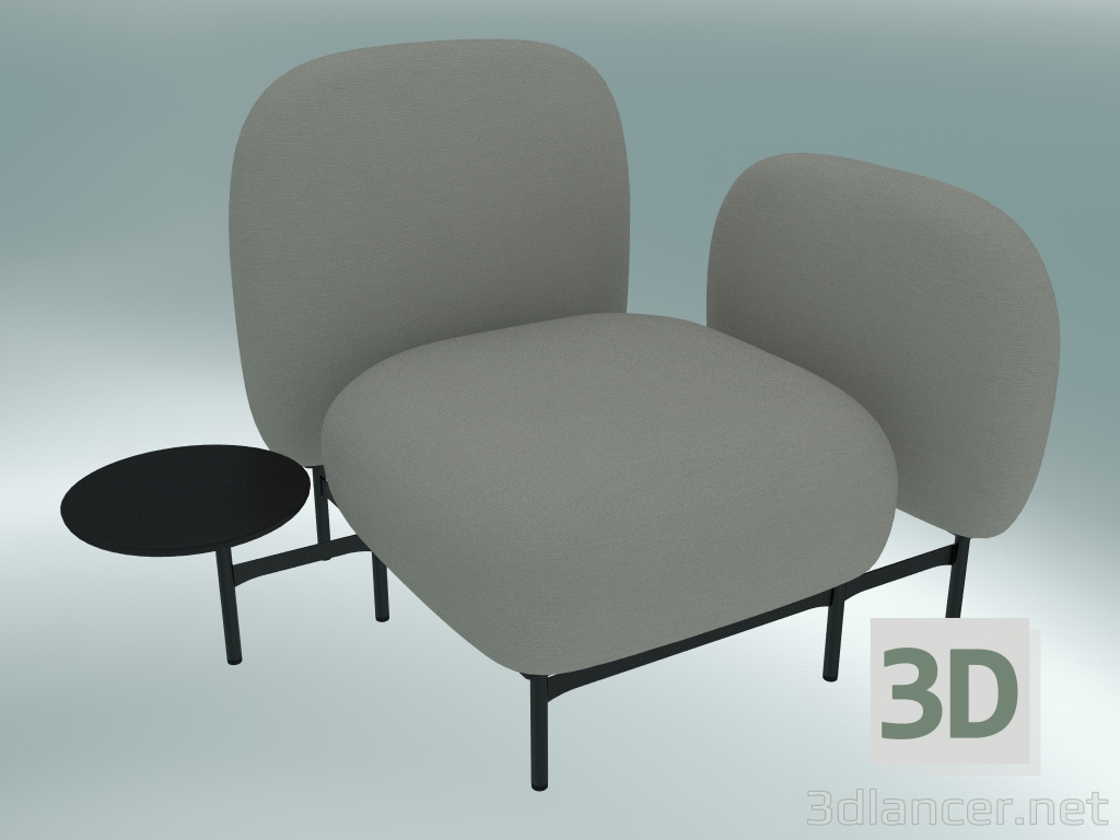 modèle 3D Système de siège modulaire Isole (NN1, siège avec table ronde à droite, accoudoir à gauche) - preview
