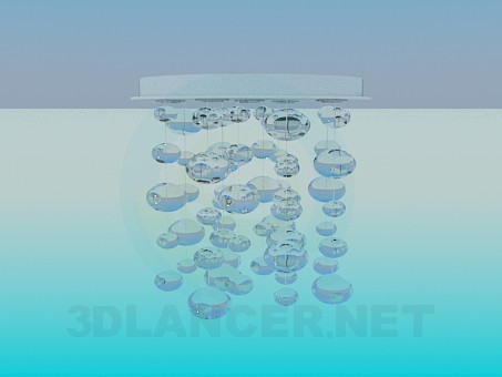Modelo 3d Lustre com bolas de vidro - preview