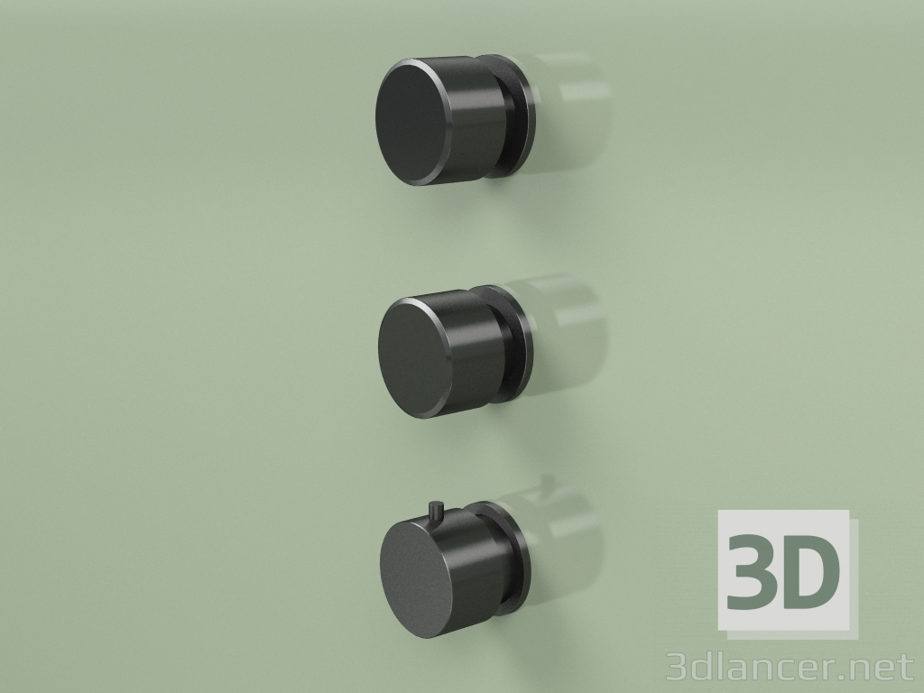 3d model Thermostatic mixer set with 2 shut-off valves (16 49 0, ON) - preview