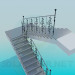 3d model Staircase with banisters - preview