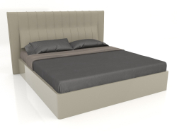 Bed with lifting mechanism, glossy gray-beige lacquer finish, PU78 eco-leather (216.6x218.8x120 cm)