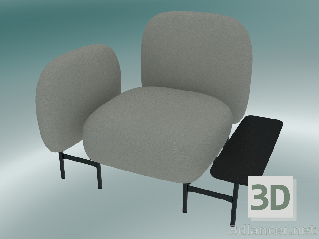 3d model Sistema de asiento modular Isole (NN1, asiento con mesa rectangular a la izquierda, apoyabrazos a la - vista previa