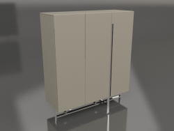 साइडबोर्ड, चमकदार ग्रे-बेज लाह, पॉलिश किया हुआ स्टील (120x41.6x135 सेमी)