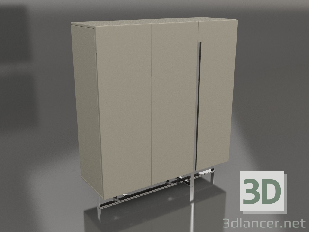 3 डी मॉडल साइडबोर्ड, चमकदार ग्रे-बेज लाह, पॉलिश किया हुआ स्टील (120x41.6x135 सेमी) - पूर्वावलोकन