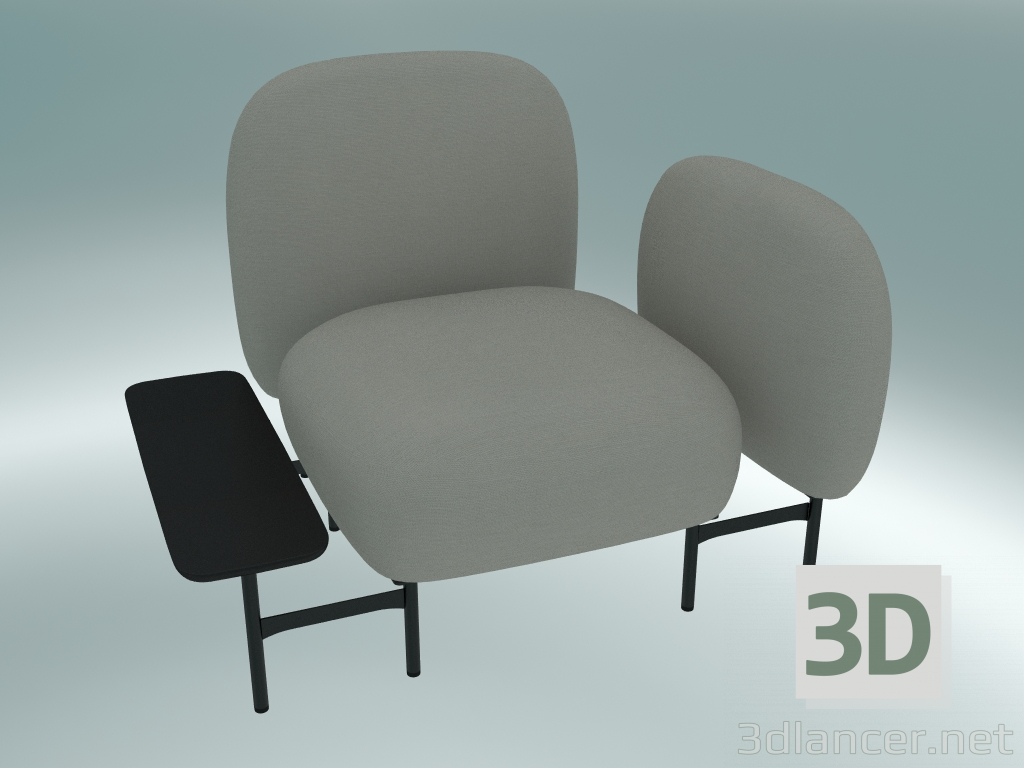 modello 3D Sistema di sedute componibili Isole (NN1, seduta con tavolo rettangolare a destra, bracciolo a sinis - anteprima