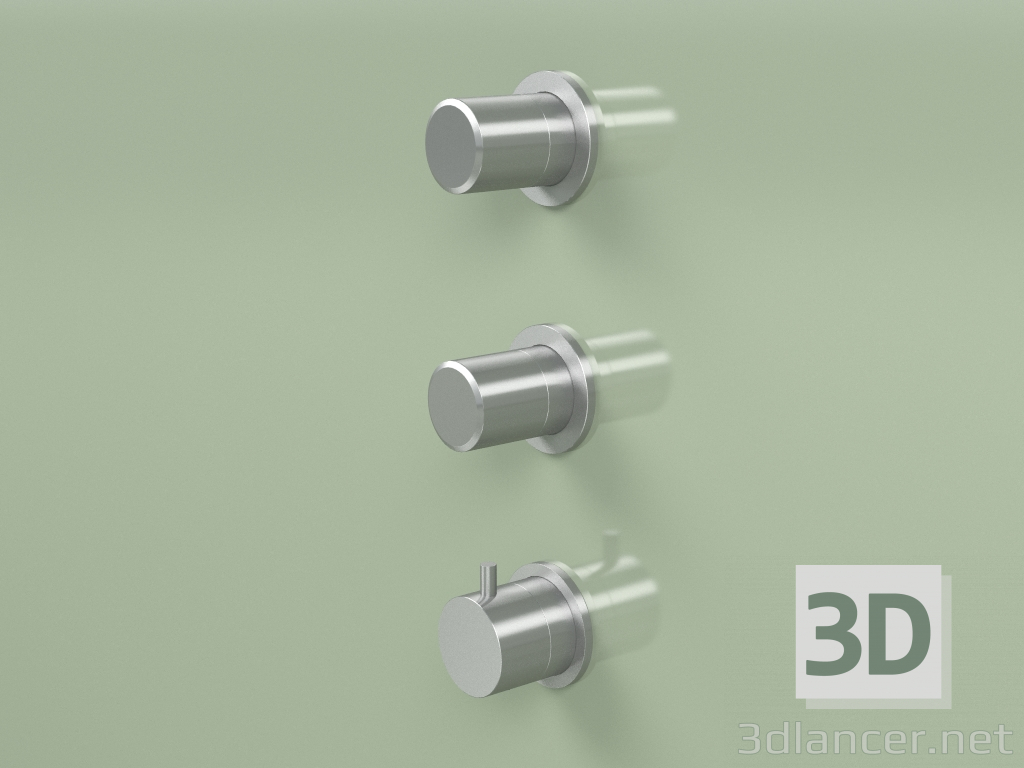 3d model Thermostatic mixer set with 2 shut-off valves (16 49, AS) - preview