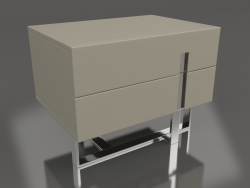 Тумба прикроватная, глянцевый серо-бежевый лак, полированная сталь (59,5x41.6x45 см)