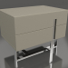 3d модель Тумба прикроватная, глянцевый серо-бежевый лак, полированная сталь (59,5x41.6x45 см) – превью