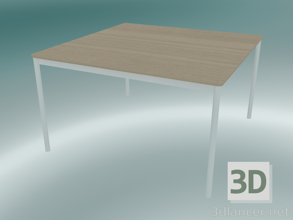 modello 3D Tavolo quadrato Base 128x128 cm (Rovere, Bianco) - anteprima