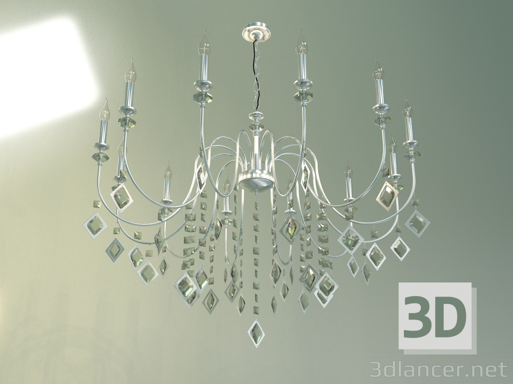 3d model Hanging chandelier Telao 10110-12 (chrome-smoky crystal Strotskis) - preview