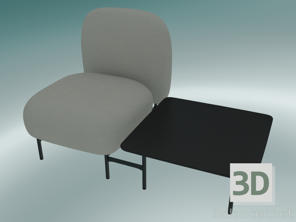 3d model Sistema de asiento modular Isole (NN1, asiento con respaldo alto con mesa cuadrada a la izquierda) - vista previa