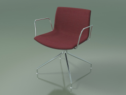 Stuhl 2042 (drehbar, mit Armlehnen, Chrom, mit Frontverkleidung, PO00404)