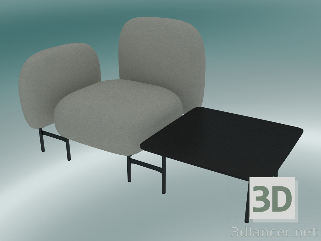 3D Modell Modulares Sitzsystem Isole (NN1, Sitz mit quadratischem Tisch links, Armlehne rechts) - Vorschau