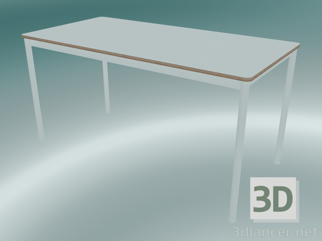 modèle 3D Base de table rectangulaire 140x70 cm (Blanc, Contreplaqué, Blanc) - preview
