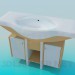 modello 3D Ampio lavabo con doppio piedistallo - anteprima