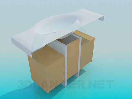 3d модель Большой умывальник с двойной тумбой – превью 3d модель Большой умывальник с двойной тумбой – превью