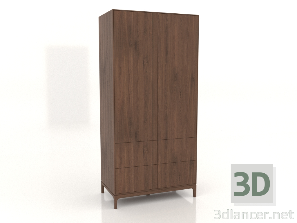 3D Modell Kleiderschrank FARGO 1050x600x2200 mm (Tabak-Eiche, 2 Türen, 4 Schubladen) - Vorschau