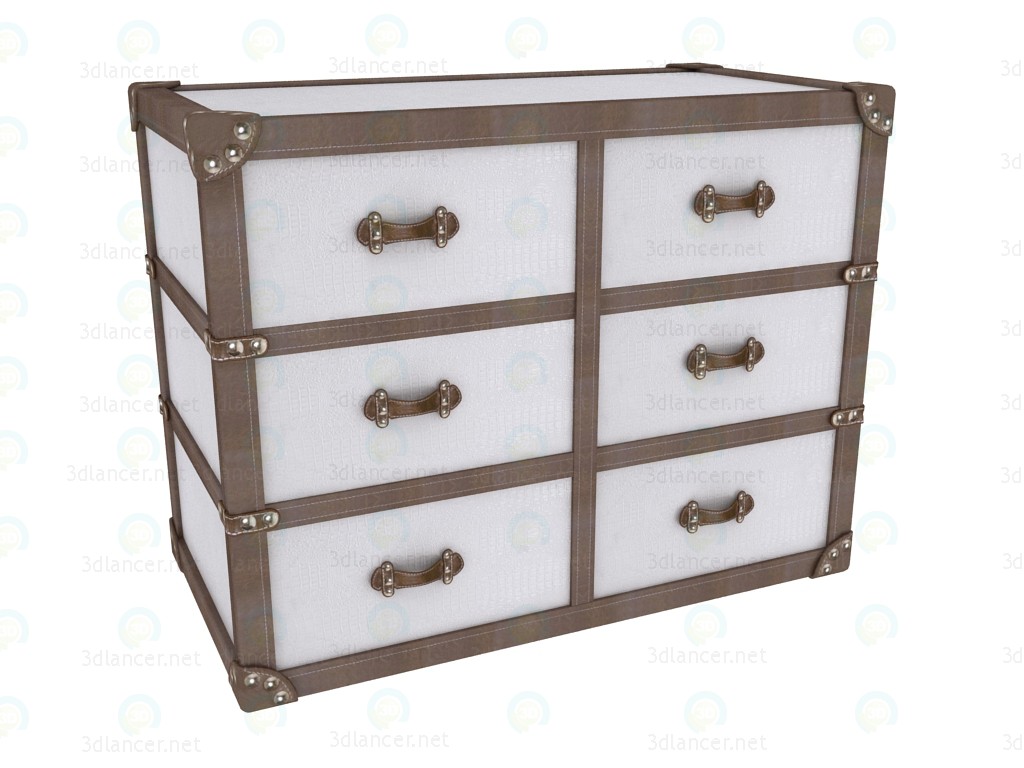 3d model Chest Of Drawers White Croco - preview