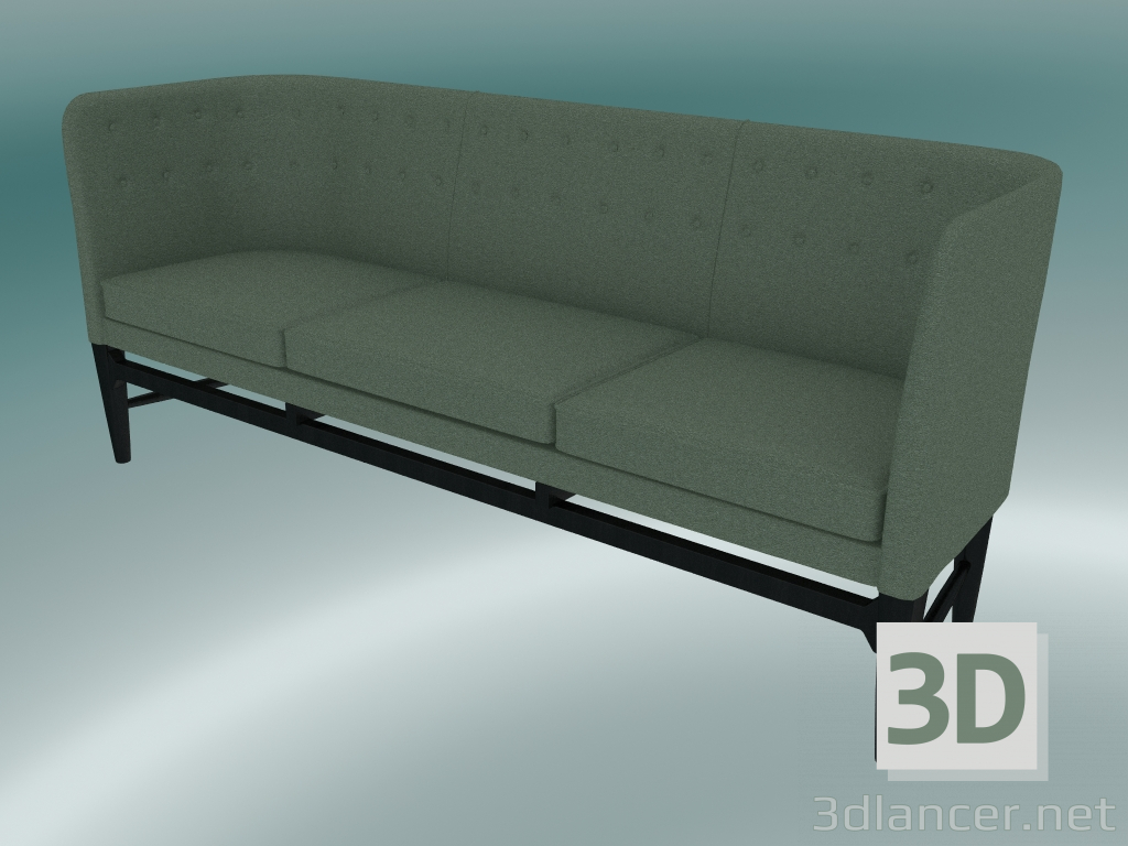 3D modeli Üçlü koltuk Belediye Başkanı (AJ5, H 82cm, 62x200cm, Siyah boyalı meşe, Divina - 944) - önizleme
