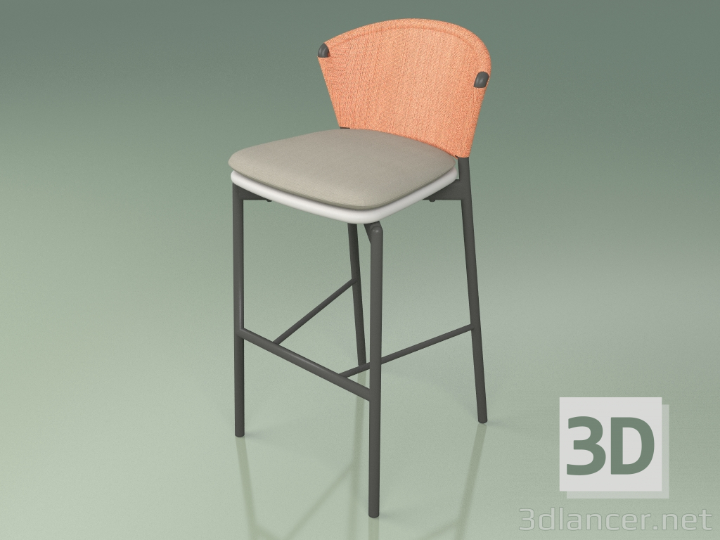 modello 3D Sgabello da bar 050 (arancione, metallo fumé, resina poliuretanica grigio) - anteprima