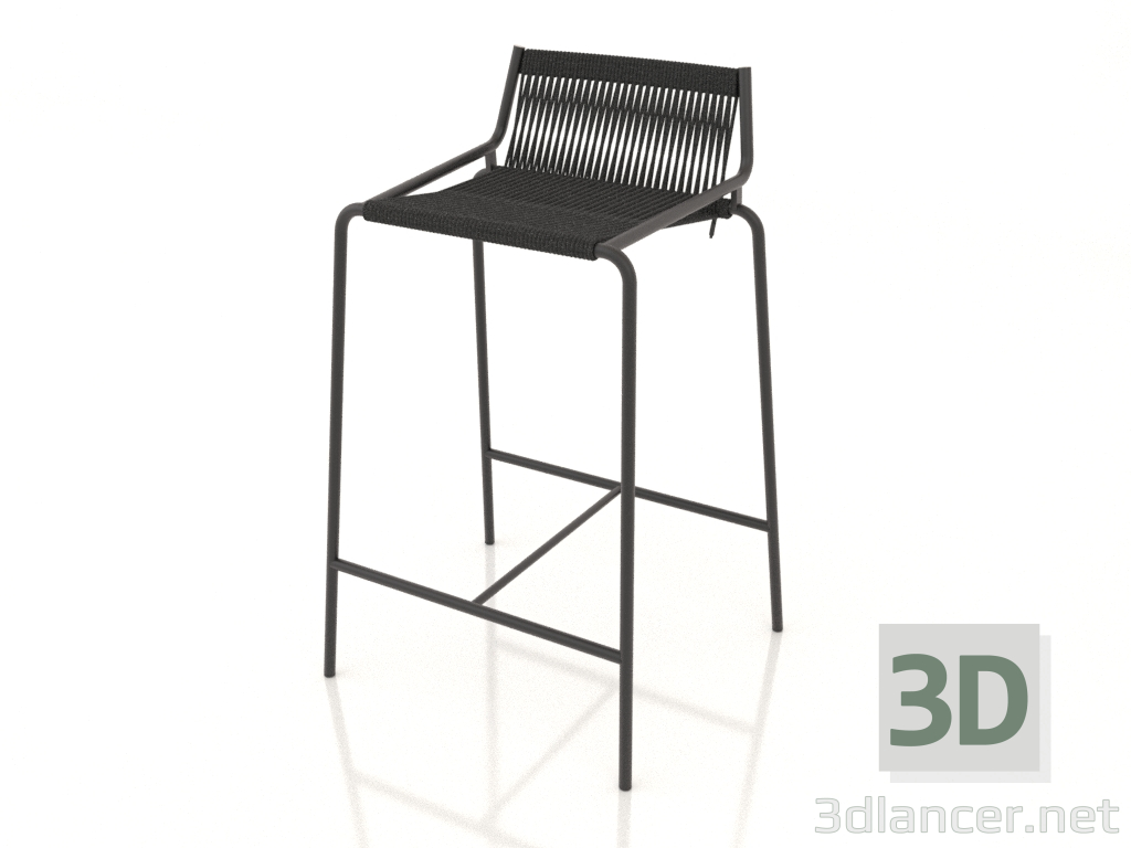 3D Modell Halbbarstuhl Noel H67 (schwarzes Gestell, schwarze Flaggenleine) - Vorschau