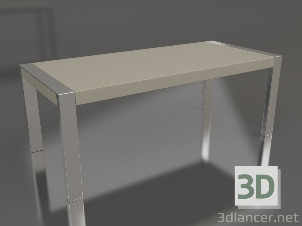 3 डी मॉडल डाइनिंग टेबल, चमकदार ग्रे-बेज लैकर फ़िनिश, पॉलिश स्टील (200x90x75 सेमी) - पूर्वावलोकन