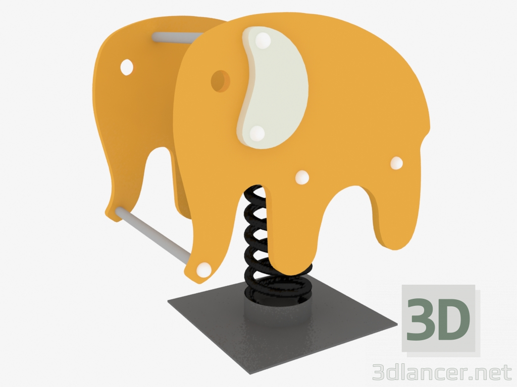 3D Modell Schaukel eines Kinderspielplatzes Elefant (6106) - Vorschau
