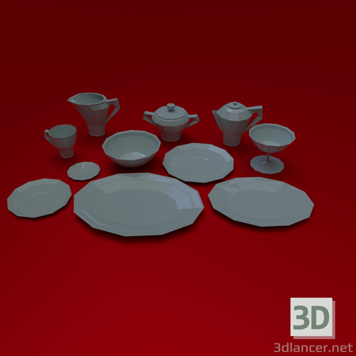 3d Tableware set model buy - render