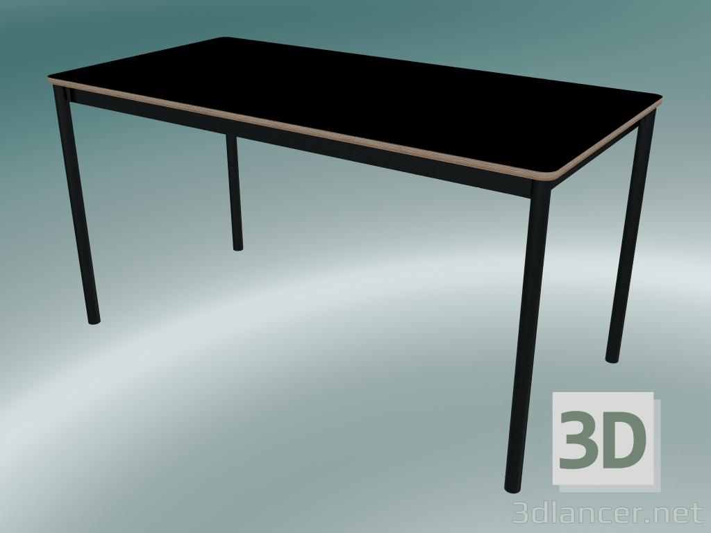 modello 3D Tavolo rettangolare Base 140x70 cm (Nero, Compensato, Nero) - anteprima
