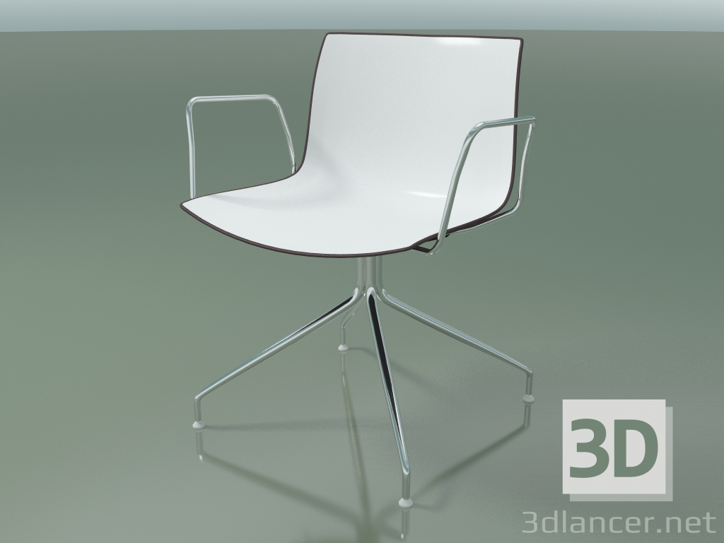 3d model Chair 0207 (swivel, with armrests, chrome, two-tone polypropylene) - preview