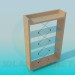 3d модель Невысокая деревянная этажерка с о стеклянными полочками – превью