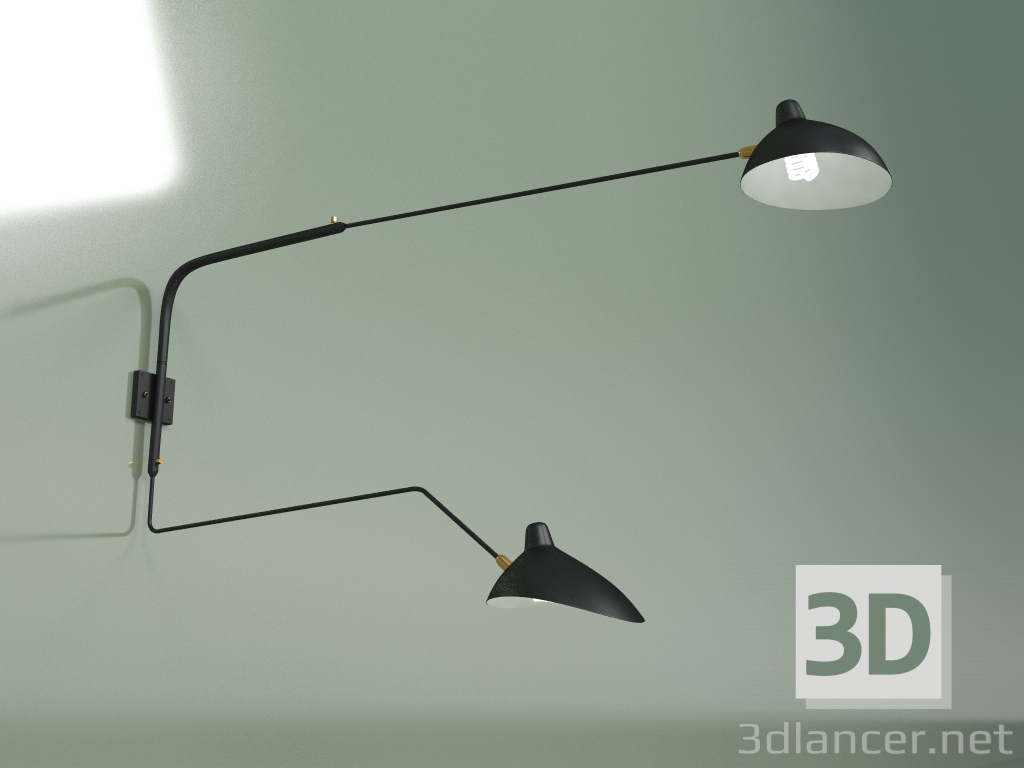 3d model Aplique Sconce Mouille 2 luces 2 (negro) - vista previa