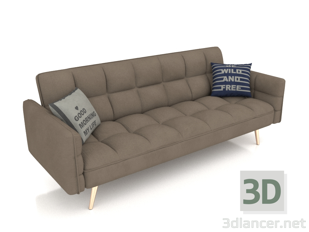 modèle 3D Canapé-lit Madrid (pieds doré cappuccino) - preview