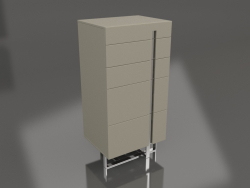 दराजों वाली ऊँची संदूक, चमकदार ग्रे-बेज लाह फिनिश, पॉलिश किया हुआ स्टील (59.5x45.6x120 सेमी)