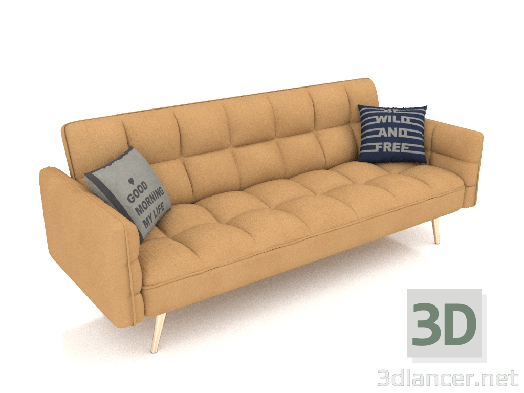 modèle 3D Canapé-lit Madrid (pieds or jaune) - preview