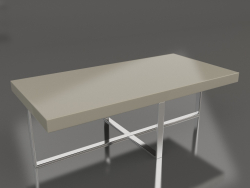 Sehpa, parlak gri-bej lake kaplama, cilalı çelik (200x59,5x39 cm)