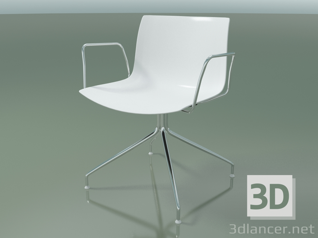 3d model Chair 0207 (swivel, with armrests, chrome, polypropylene PO00401) - preview