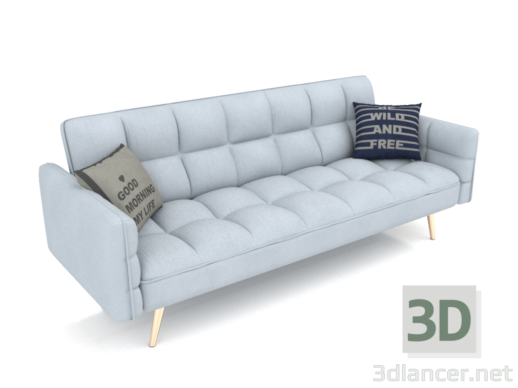 3D Modell Schlafsofa Madrid (himmelblau - goldene Beine) - Vorschau