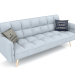 3d model Sofa bed Madrid (sky blue - golden legs) - preview
