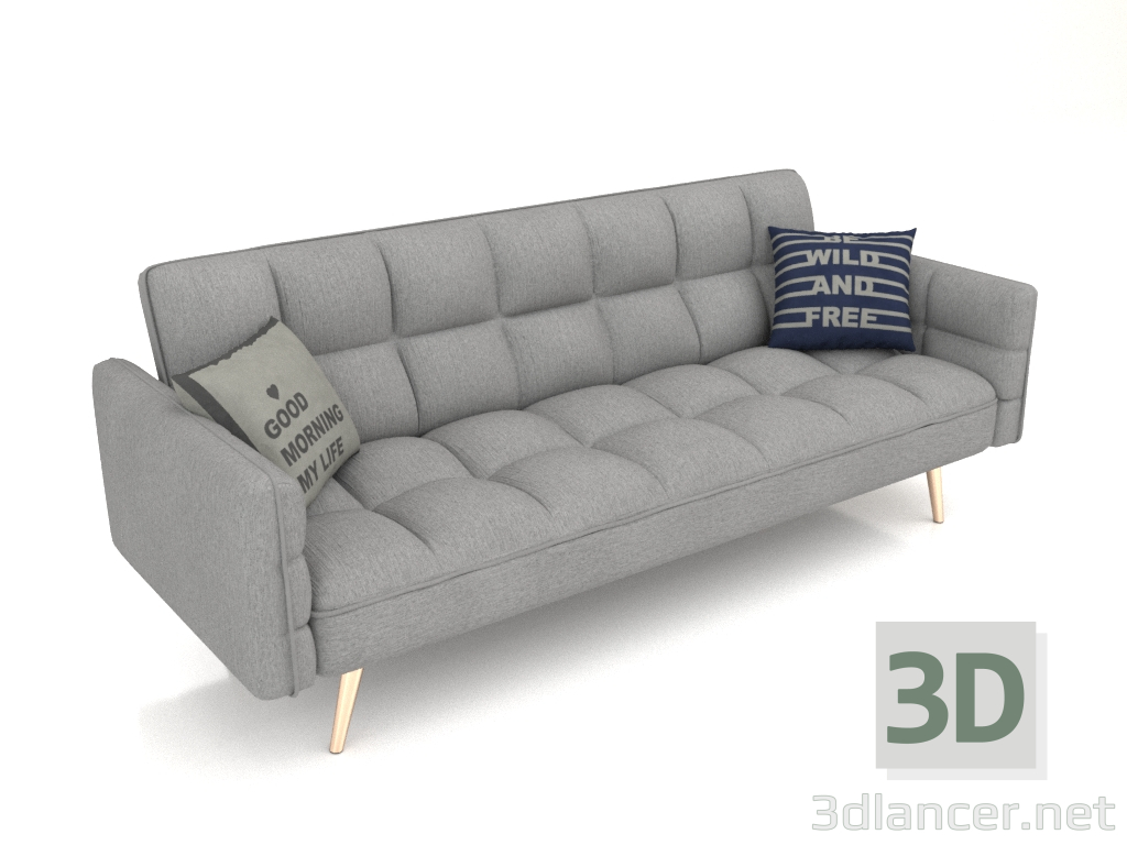 Modelo 3d Sofá cama Madrid (cinza claro - pernas douradas) - preview